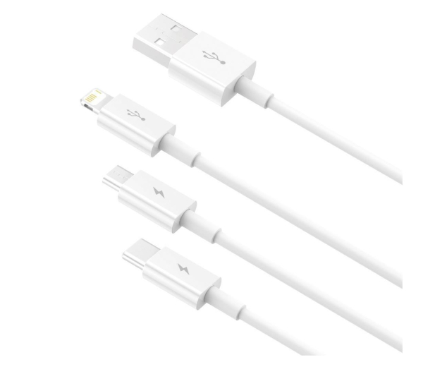 BASEUS Superior Series, USB-A do micro USB/USB-C/Lightning, 3.5A, 1.2m (biały) - 1266443 - zdjęcie 2